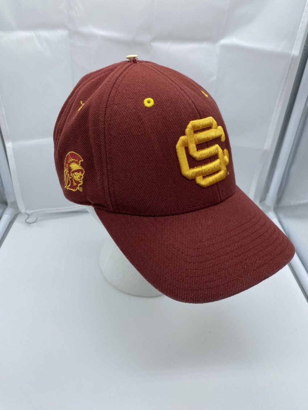 Vintage USC Trojans Burgundy Yellow Hat NCAA Adjustable Hook & Loop Cap 90s